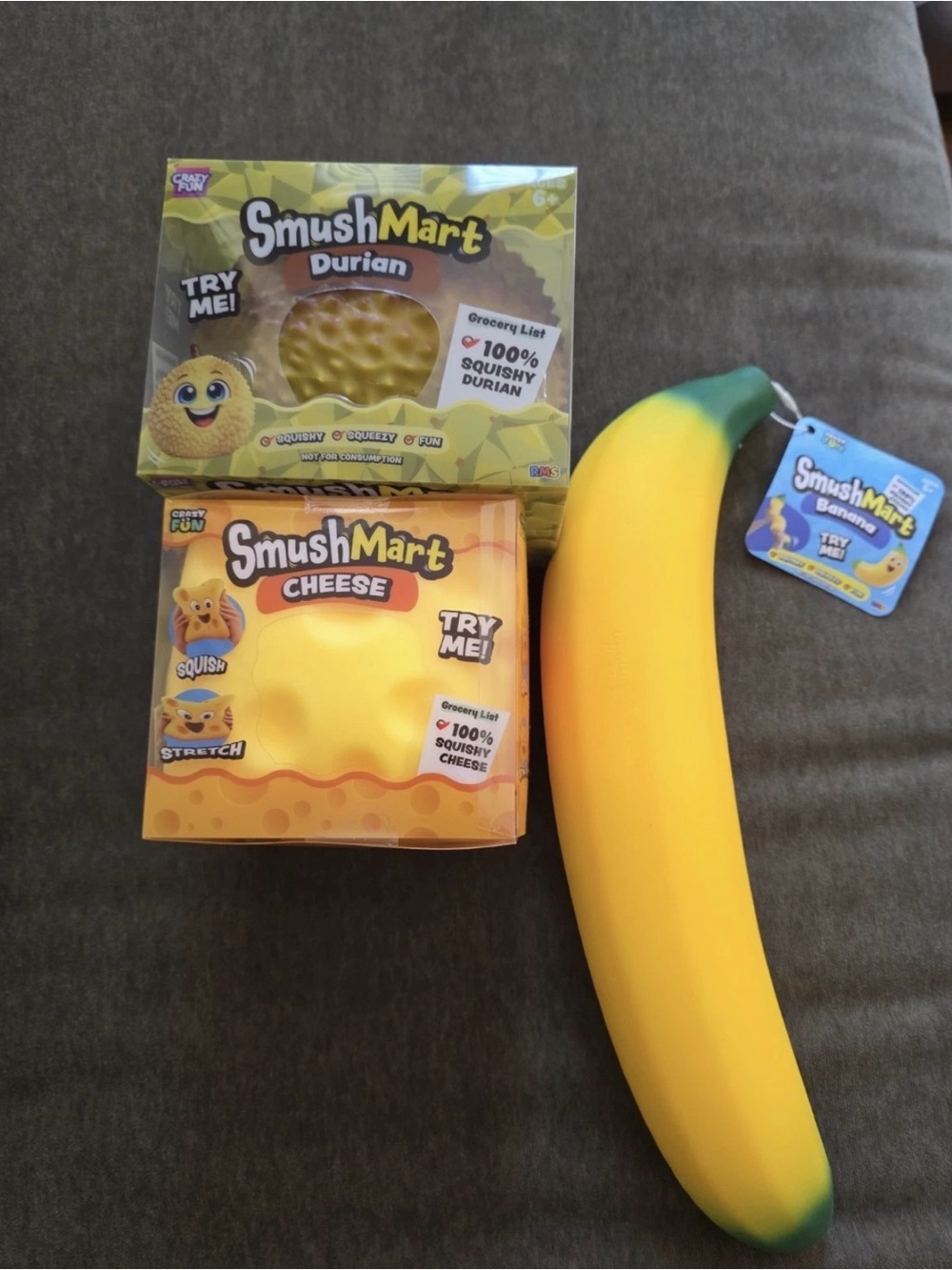 SmushMart XL Durian Cheese Banana Squishy toy lot of 3